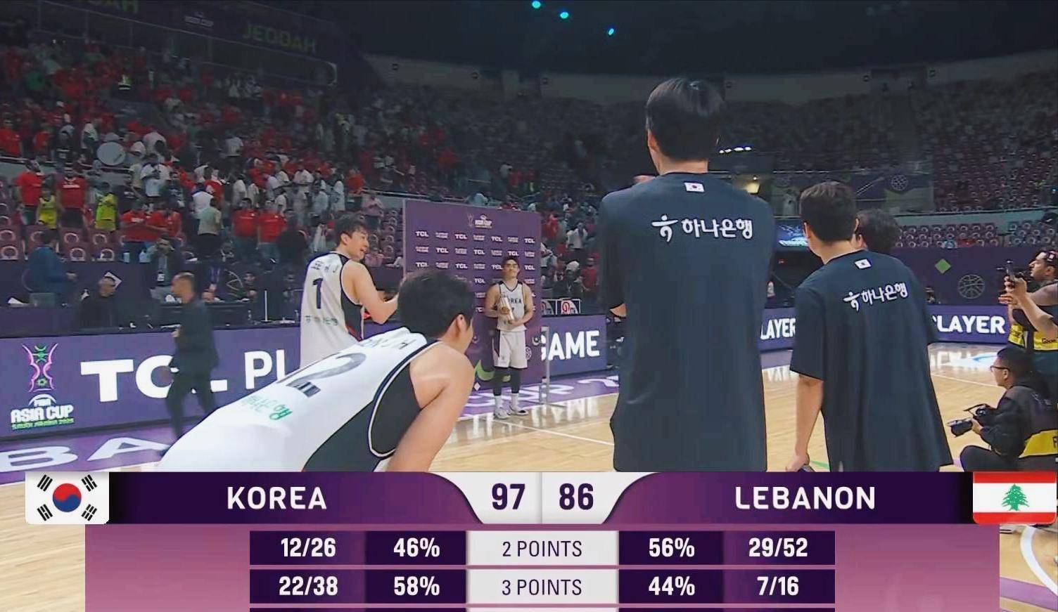 韩国和黎巴, 比赛节奏, 最后以